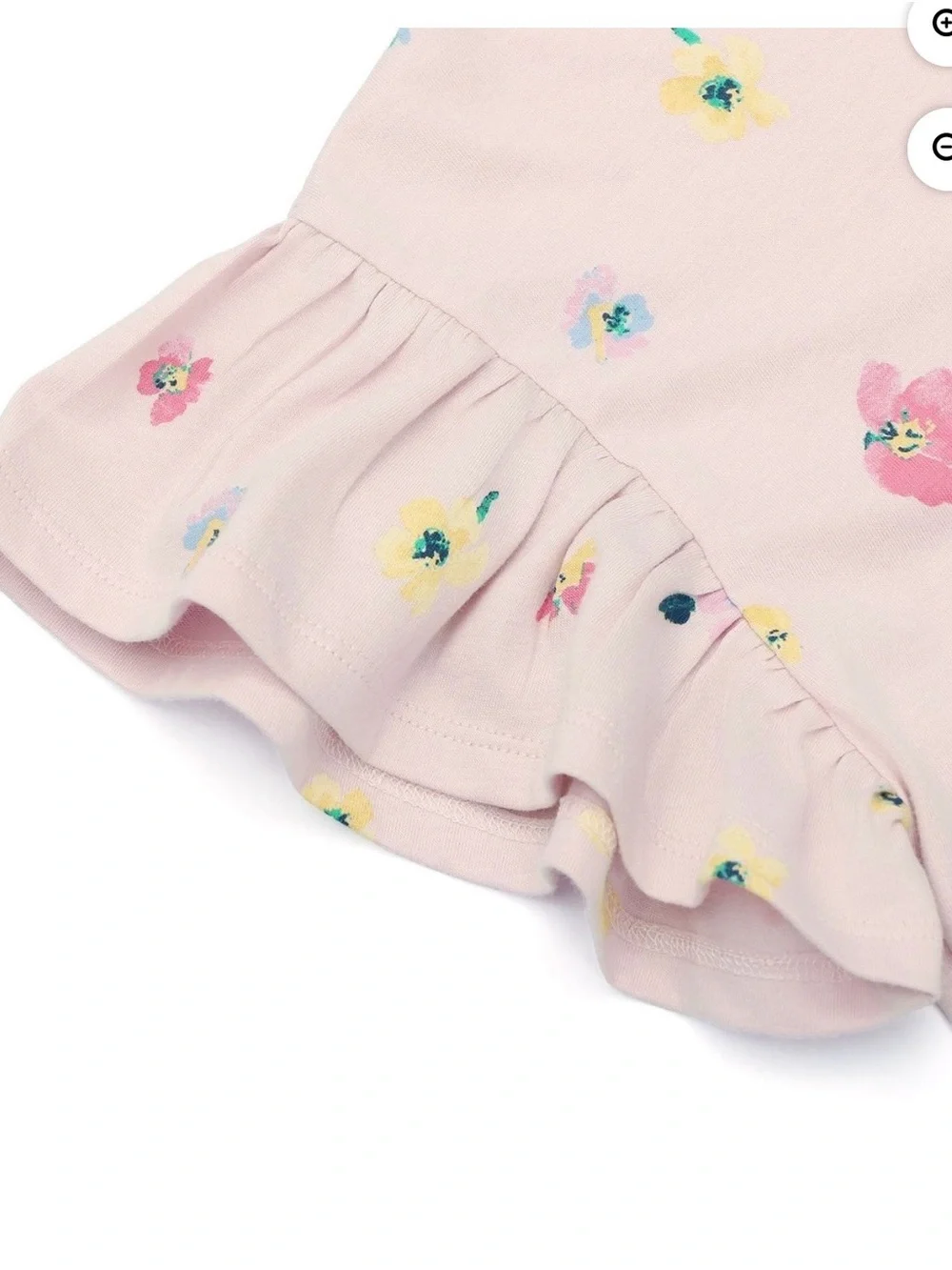 GAP Light Pink Floral Ruffle Sleeve Tee